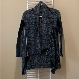 Jacket/ cardigan with zippers and faux leather